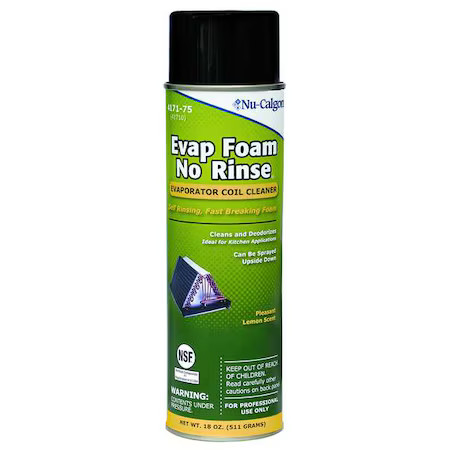 Nu-Calgon 4171-75 Evaporator Coil Cleaner, Aerosol, Evap Foam, No Rinse, 18 Oz,