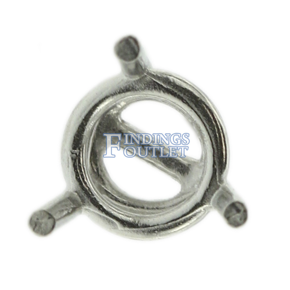 14k White Gold Round Wire Basket Stud Earring Mounting Setting Screw Back Post