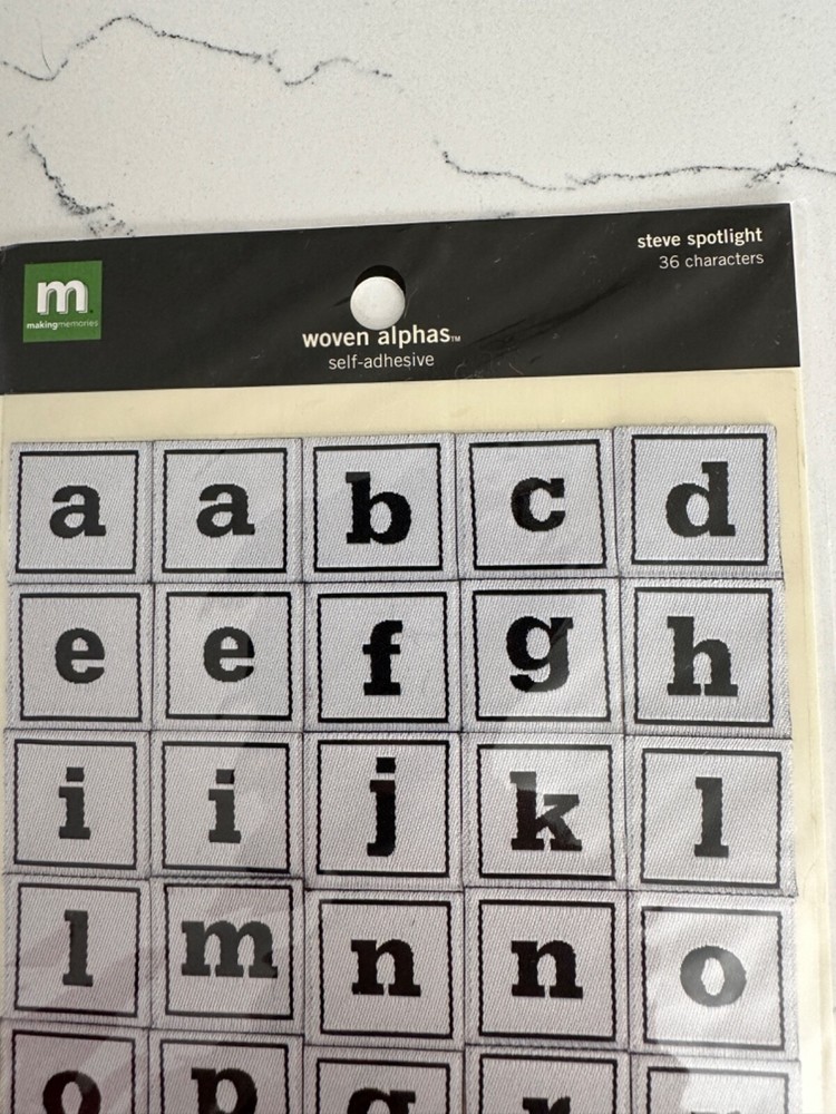Making Memories Self Adhesive Woven Alphas ~ Steve Spotlight ~ 36PC Scrapbooking
