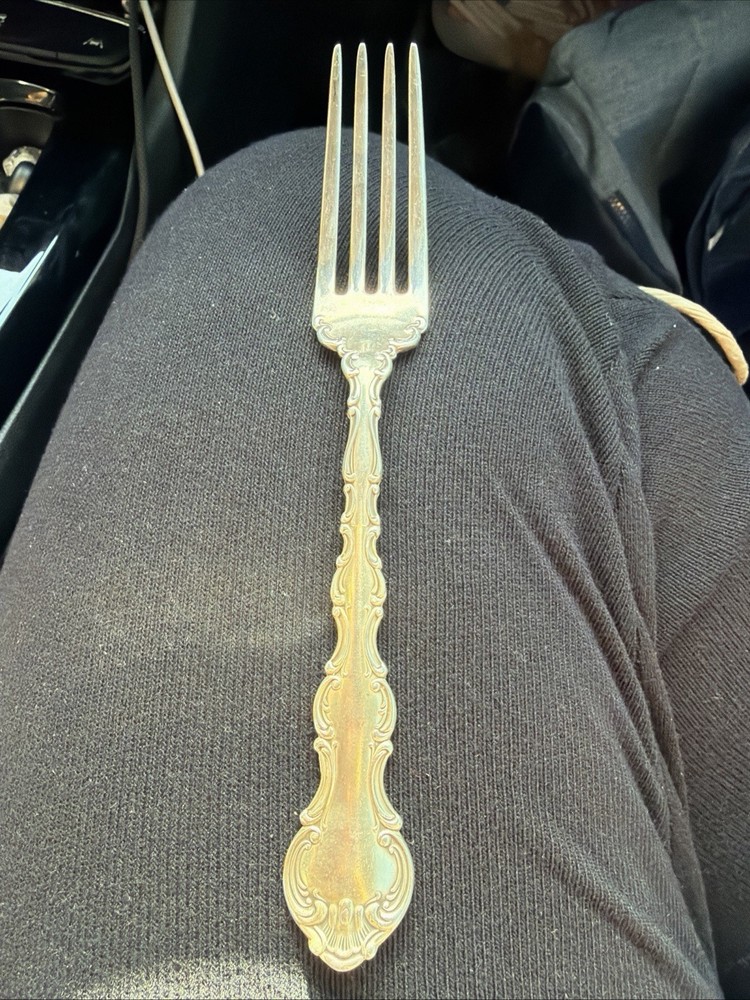 Vintage Silver Dinner Fork with Ornate Handle, Single Metal Flatware Piece