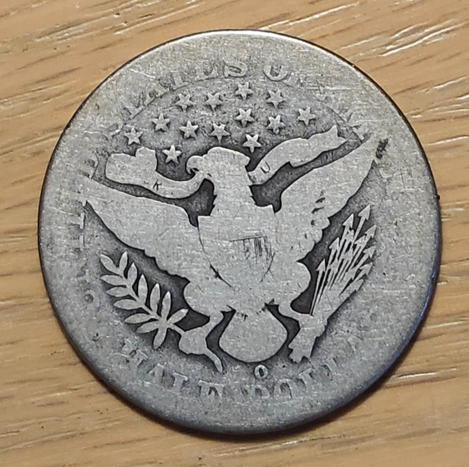 90% SILVER 1892 O BARBER HALF