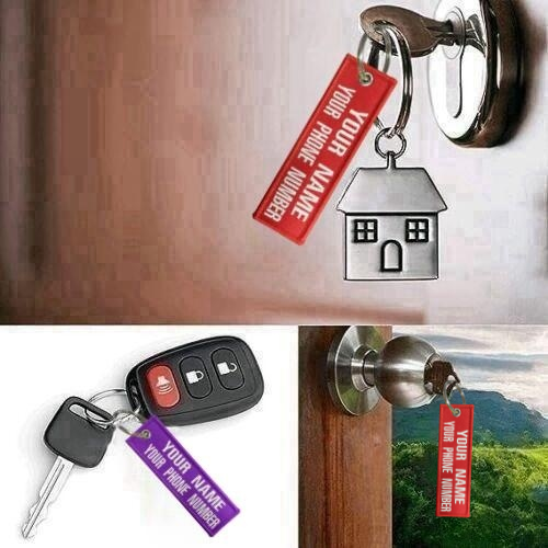 Custom Embroidered Keychain Personalized Bike Bag luggage Name Tags Double Sided