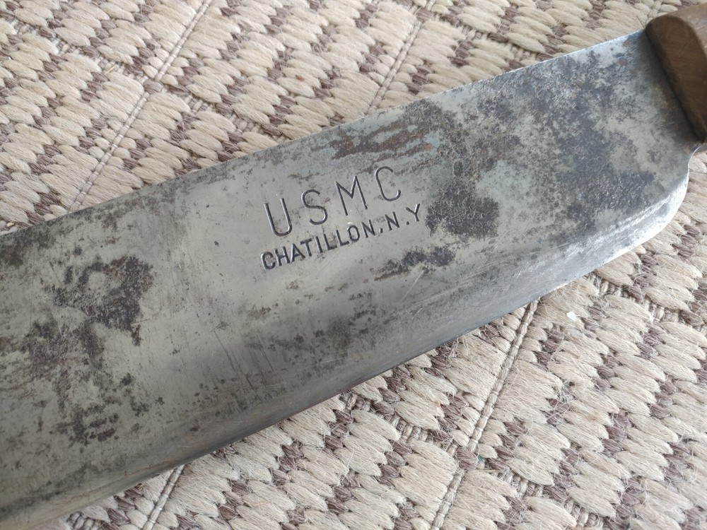WW2 USMC Bolo Machete Chatillon NY with original handle