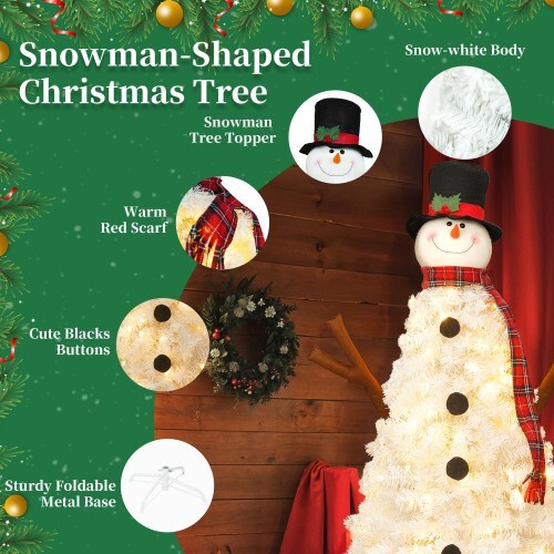 Christmas tree 4 ft preinstalled light snowman shape with 380 branch tips