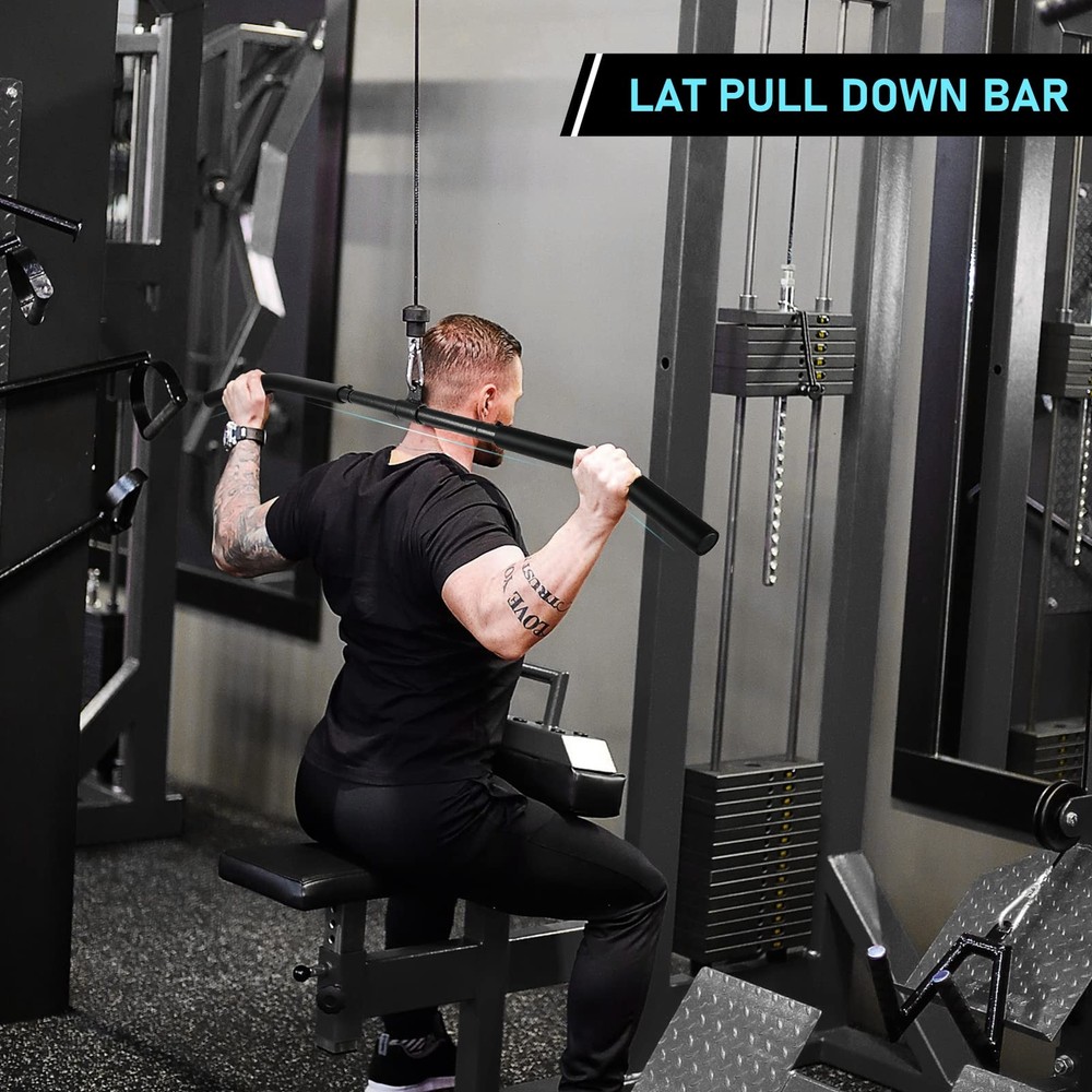 48" LAT Pull Down Bar Cable Machine Bar Attachment Triceps Biceps Pushdown Bar