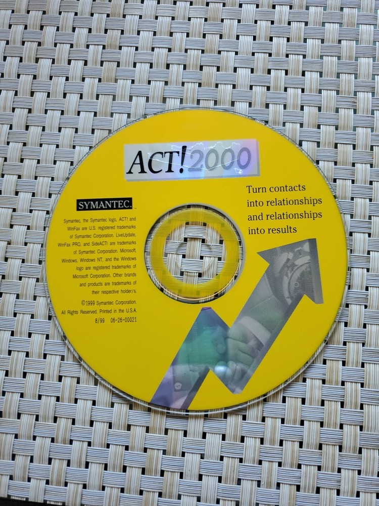 Symantec ACT! 2000 Complete Customer Calendar Management CD-ROM Software Windows
