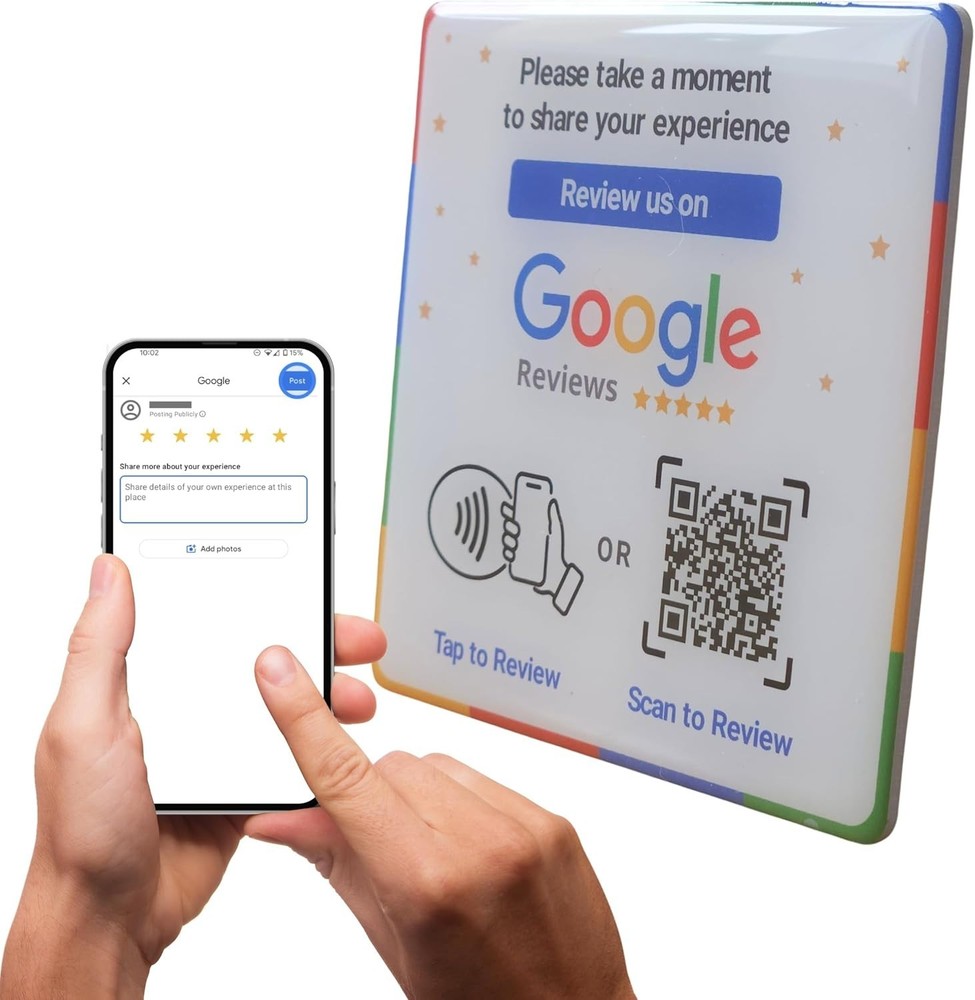 Dual-Function NFC Epoxy Plate for Google Reviews - No Subscription Required