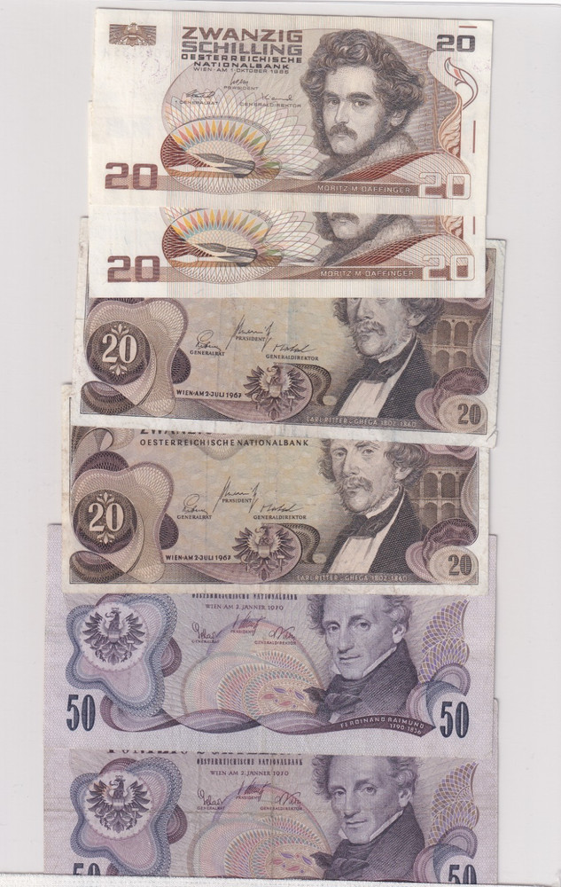 Austria 1970s 6 Note Set