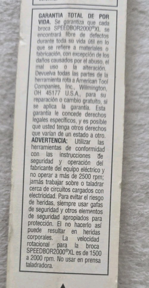 887174 7/8 Speedbor 2000 XL drill Spade bit