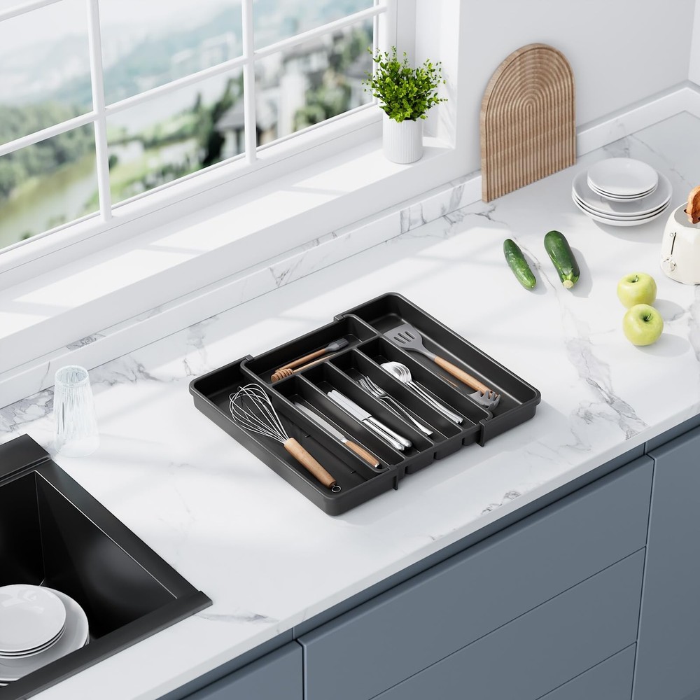Aujen Silverware Organizer - Expandable Kitchen Drawer Organizer, Adjustable ...