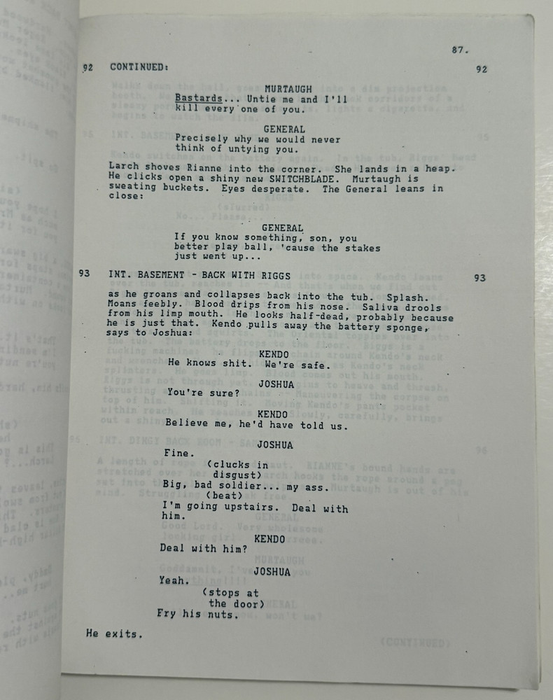 Early LETHAL WEAPON Movie Script - 109pg Version - Missing Cover