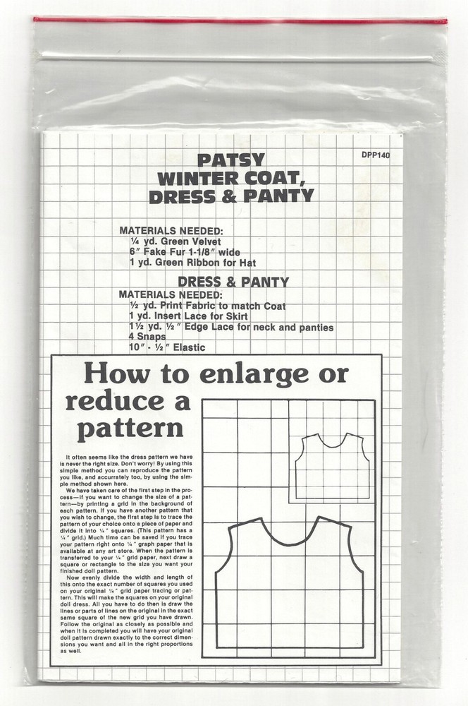 Vintage Poissot DPP 140 Sewing Pattern 17" Patsy Doll 3 Pc Outfit