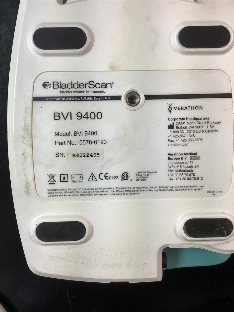 Verathon BVI 9400 Bladder Scanner PN 0570-0190