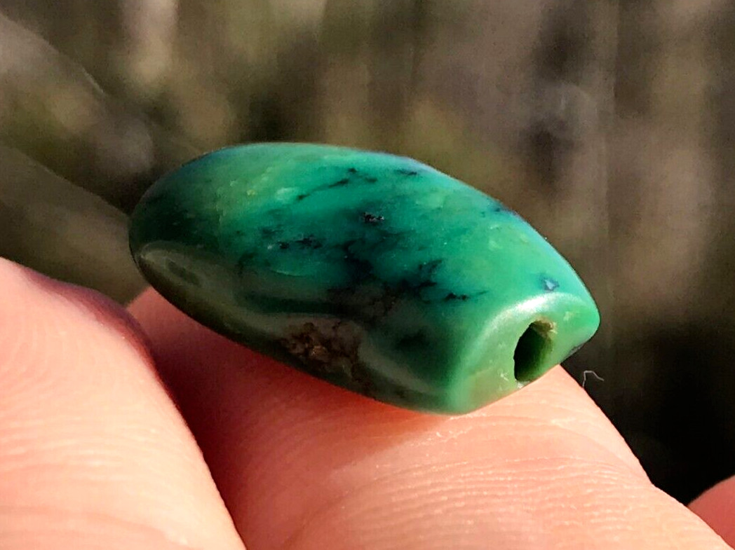RARE ANTIQUE VERY OLD TIBETAN TURQUOISE BEAD - BEAUTIFUL WORN PATINA!