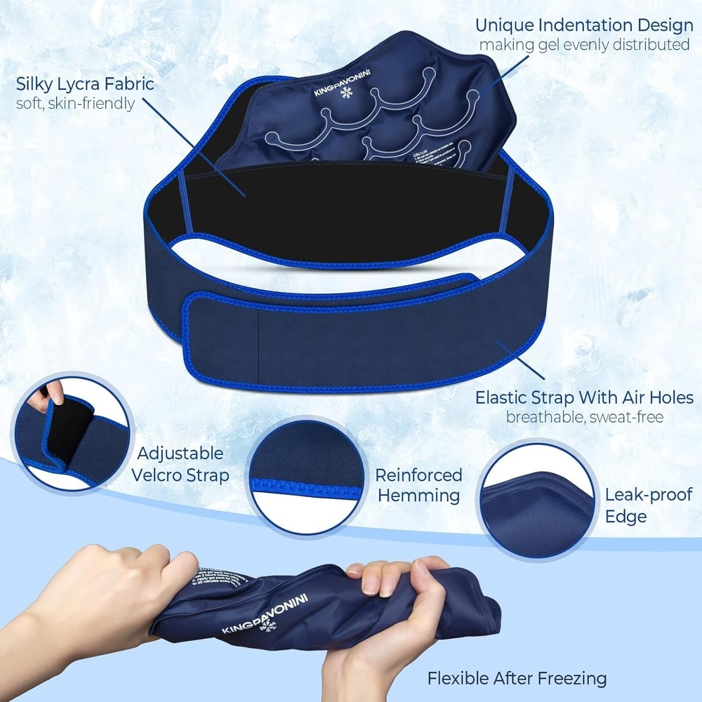 Extra Large Back Ice Pack 2-Pack with Extension Strap for Lumbar Sciatica Relief
