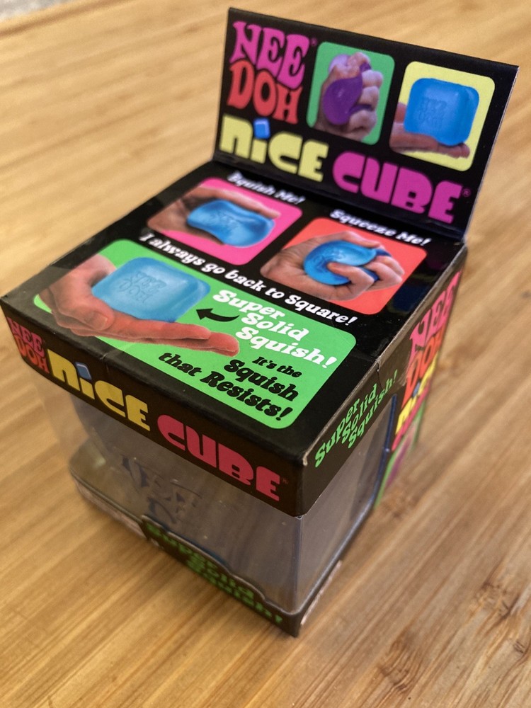 NEW Nee Doh Needoh Nice Cube Super Solid Squish Blue Toy