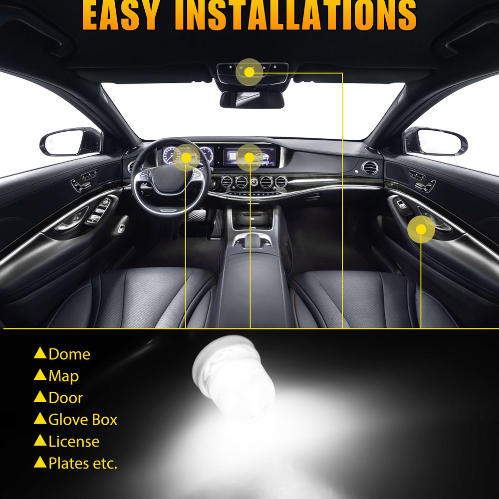 20x Super White BA9S LED Interior Instrument Panel Dash Map Light Bulb 1815 1895