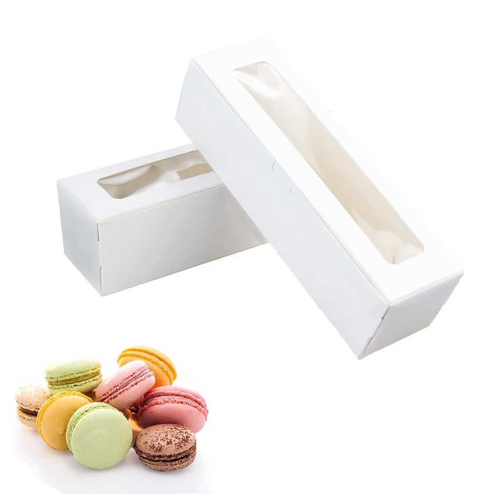 20 Pack 8x3x2" White Macaron Boxes for 6-10 Macarons DIY Baking Packaging