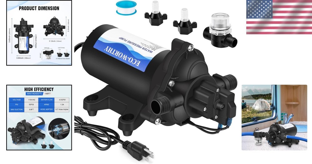33-Series 110V Diaphragm Water Pump | 4.0 GPM Self-Priming Solution