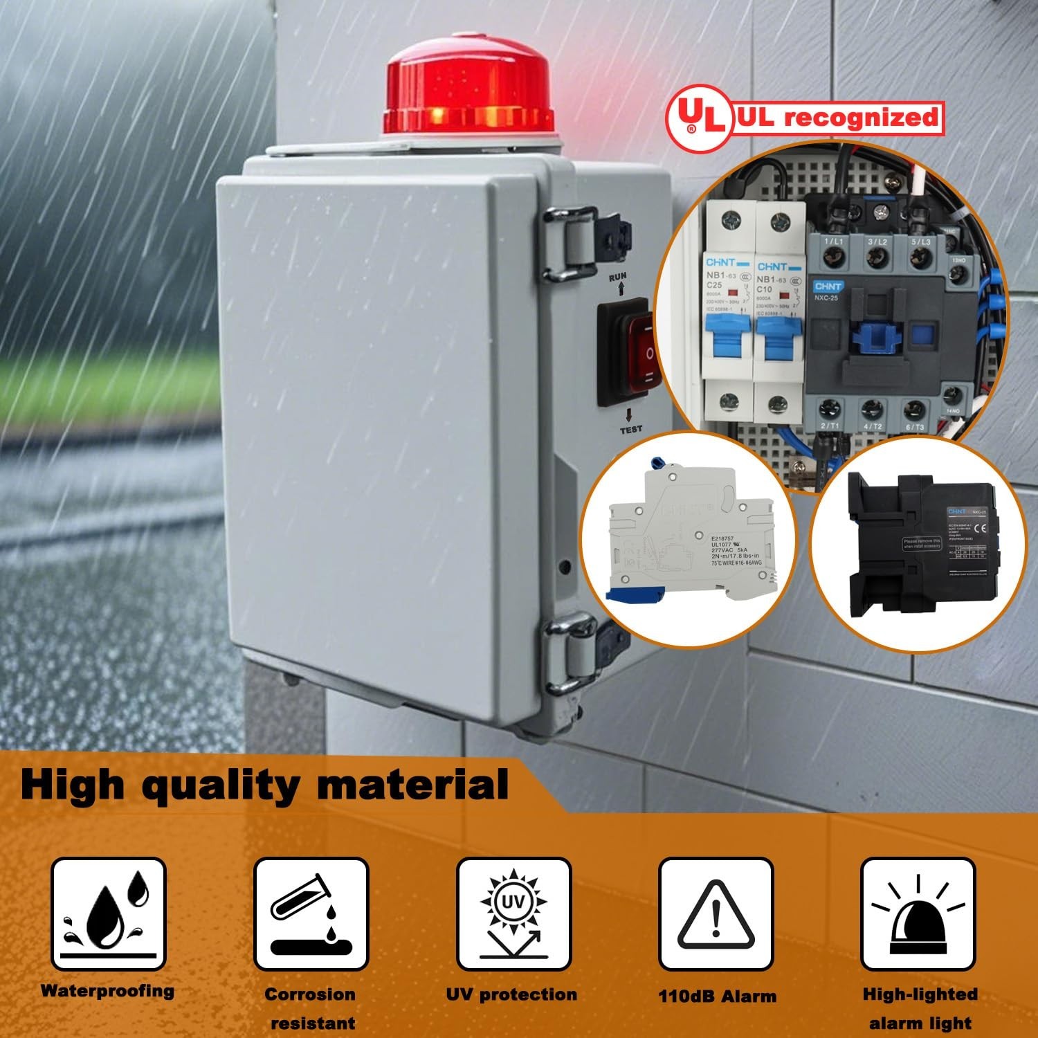 Upgraded Septic Control Panel with Septic Alarm, Pump Circuit Breaker, 14 AWG