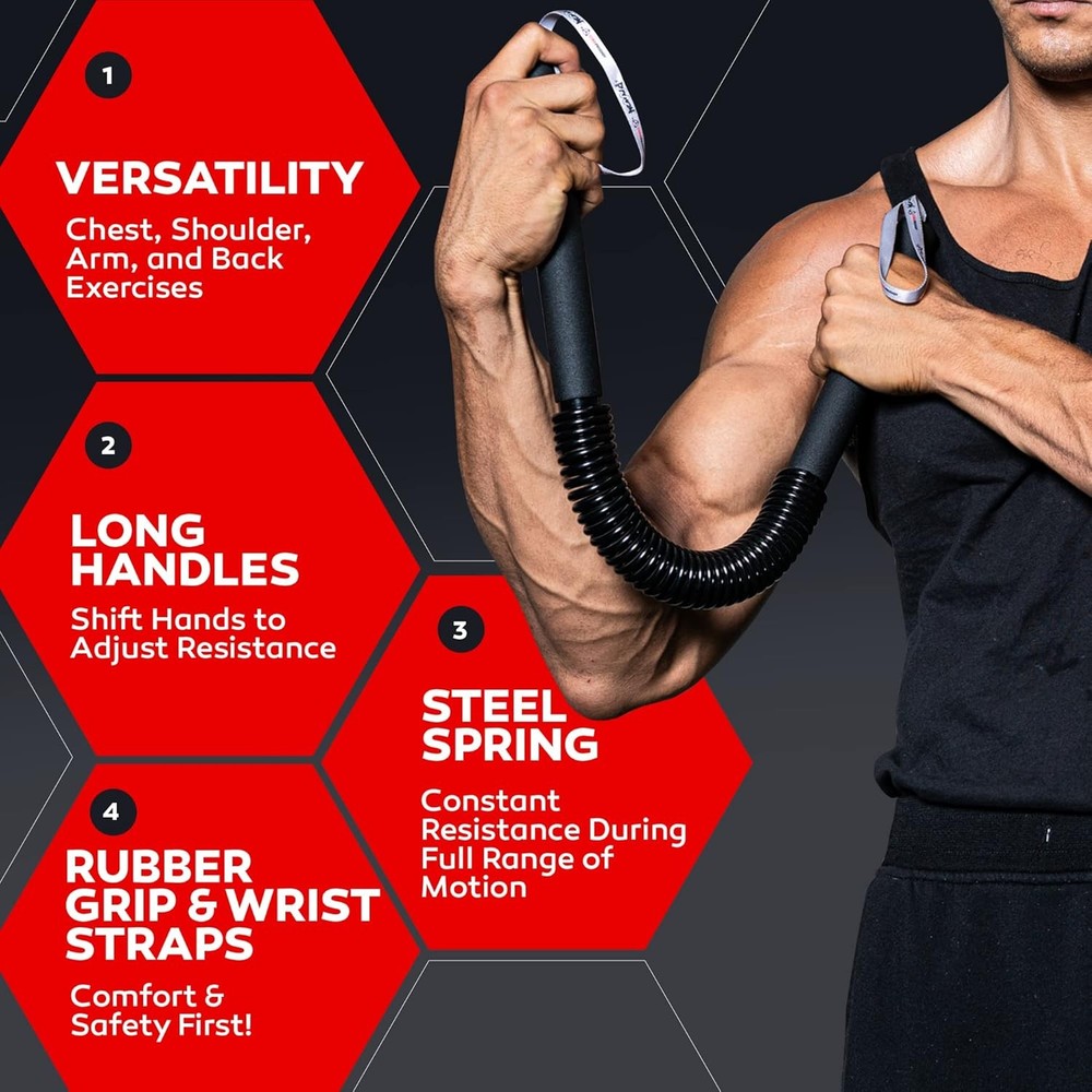 Python Power Twister Bar - Upper Body Exercise for Chest, Shoulder, Black