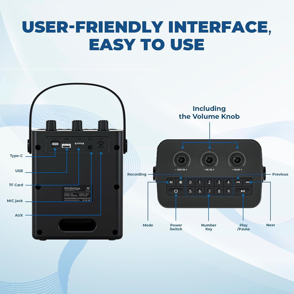 Voice Amplifier with Wireless Microphone & Speaker - Portable Mini Bluetooth PA