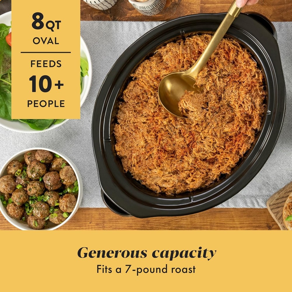 Large 8-Quart Programmable Slow Cooker W/ Auto Warm Setting Black Stainless