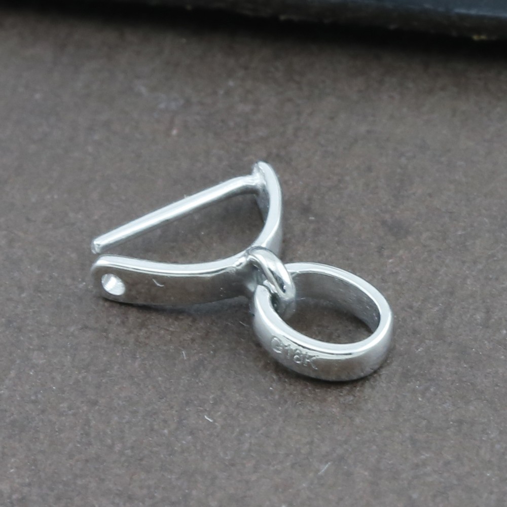 Genuine Solid 18CT White Gold Jade Clip Bail