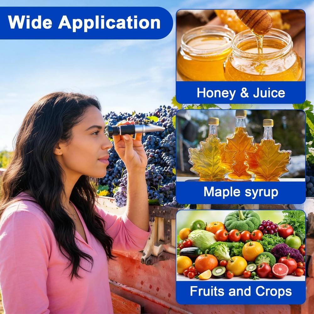 0–90% Brix Refractometer with ATC, High-Accuracy Ultra-Wide Range Sugar Teste...