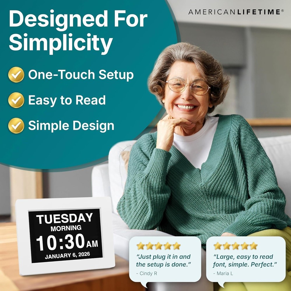 Large Display Dementia Clock for Seniors
