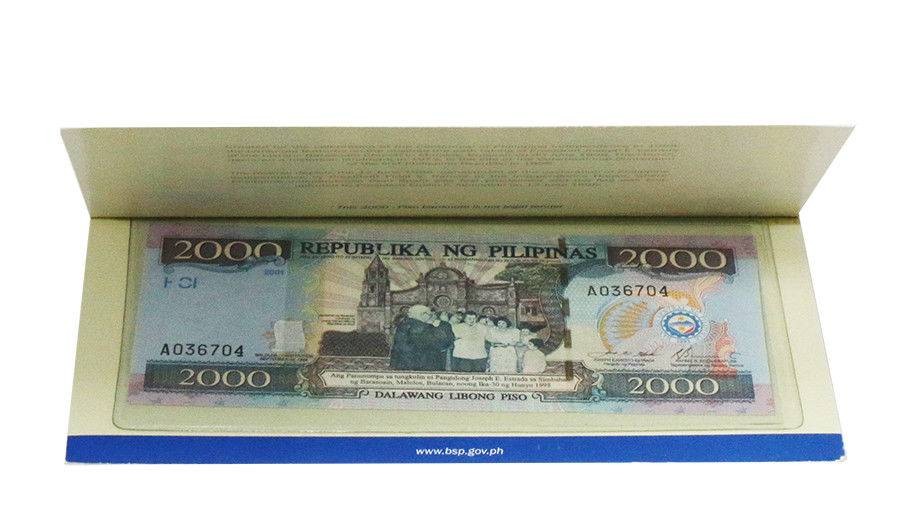 Philippines 2000 Piso, 2001, P-189c, UNC, Commemorative, Folder
