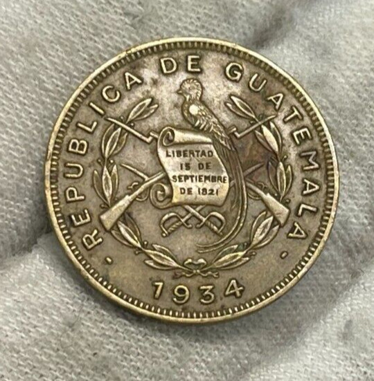 1934 Guatemala one Centavo Coin