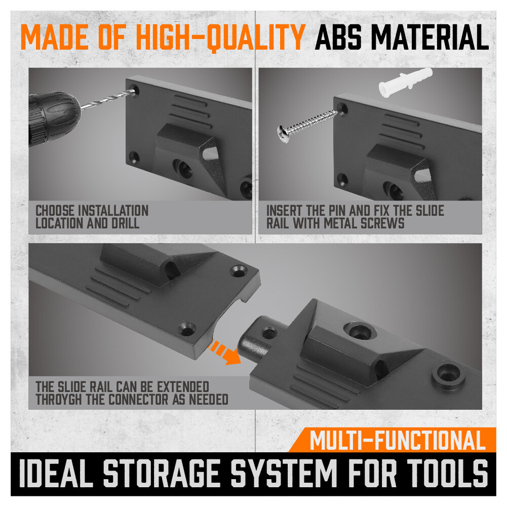 64 Inch Garage Tool Organizer Wall Mount Hooks Adjustable Storage Holders Garden