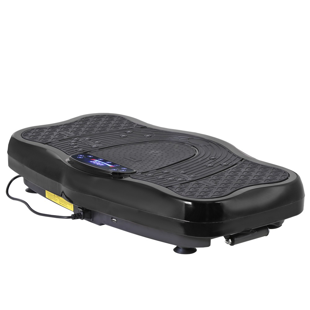 Full Body Workout Vibration Platform Machine wi/ Loop Bands Remote Control Black