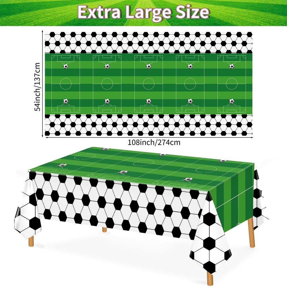 2 Pcs Soccer Table Cloth 54 x 108 Inches Disposable Plastic Rectangular Table...