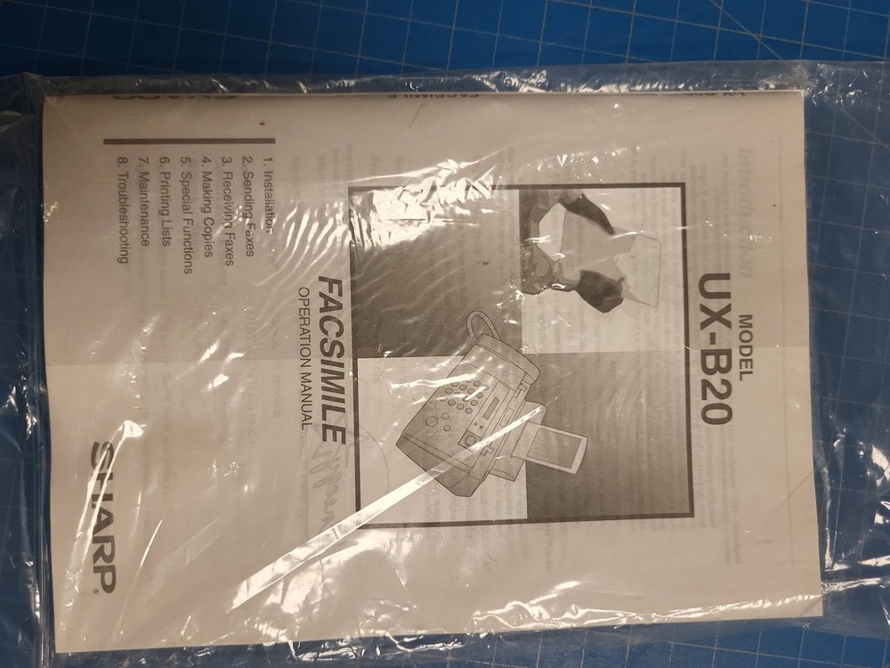 Sharp UX-B20 Facsimile Operation Manual Quick Setup Guide Fax Machine