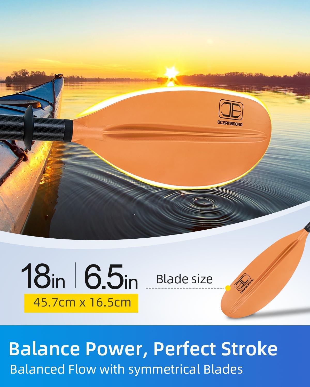 Best OCEANBROAD Adjustable Carbon Fiber Kayak Paddle 86in/220cm to 94in/240cm
