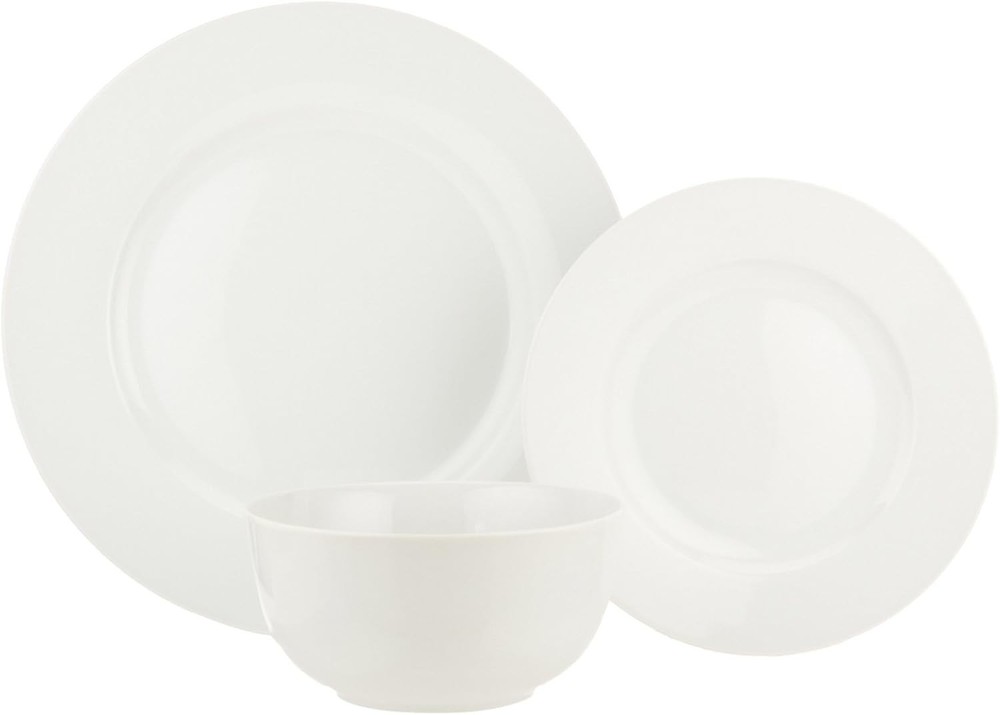 Amazon Basics Kitchen Dinnerware Set, Microwave and Dishwasher Safe, White