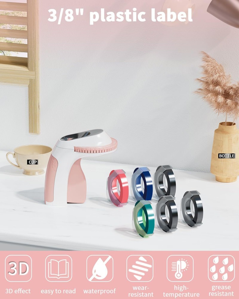 Phomemo Embossing Label Maker with 6PK Label Tapes 9mm E975 Junior Embosser