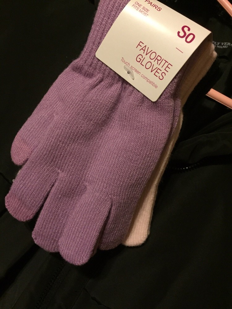 3 PK Glove Solid One Size Fits Most New with Tags!
