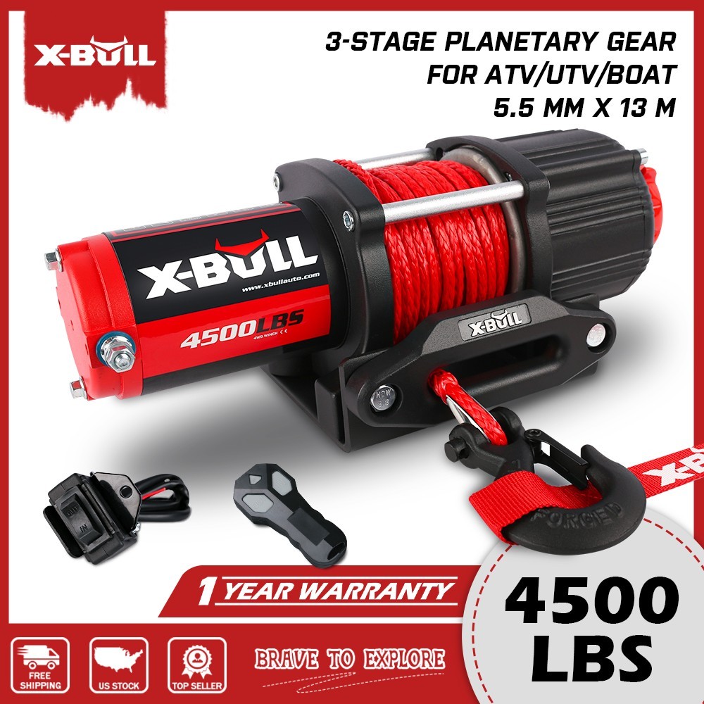 X-BULL 12V ATV Winch 3000LB 3500LBS 4500LBS 5000LBS Small UTV Electric Winch 4WD
