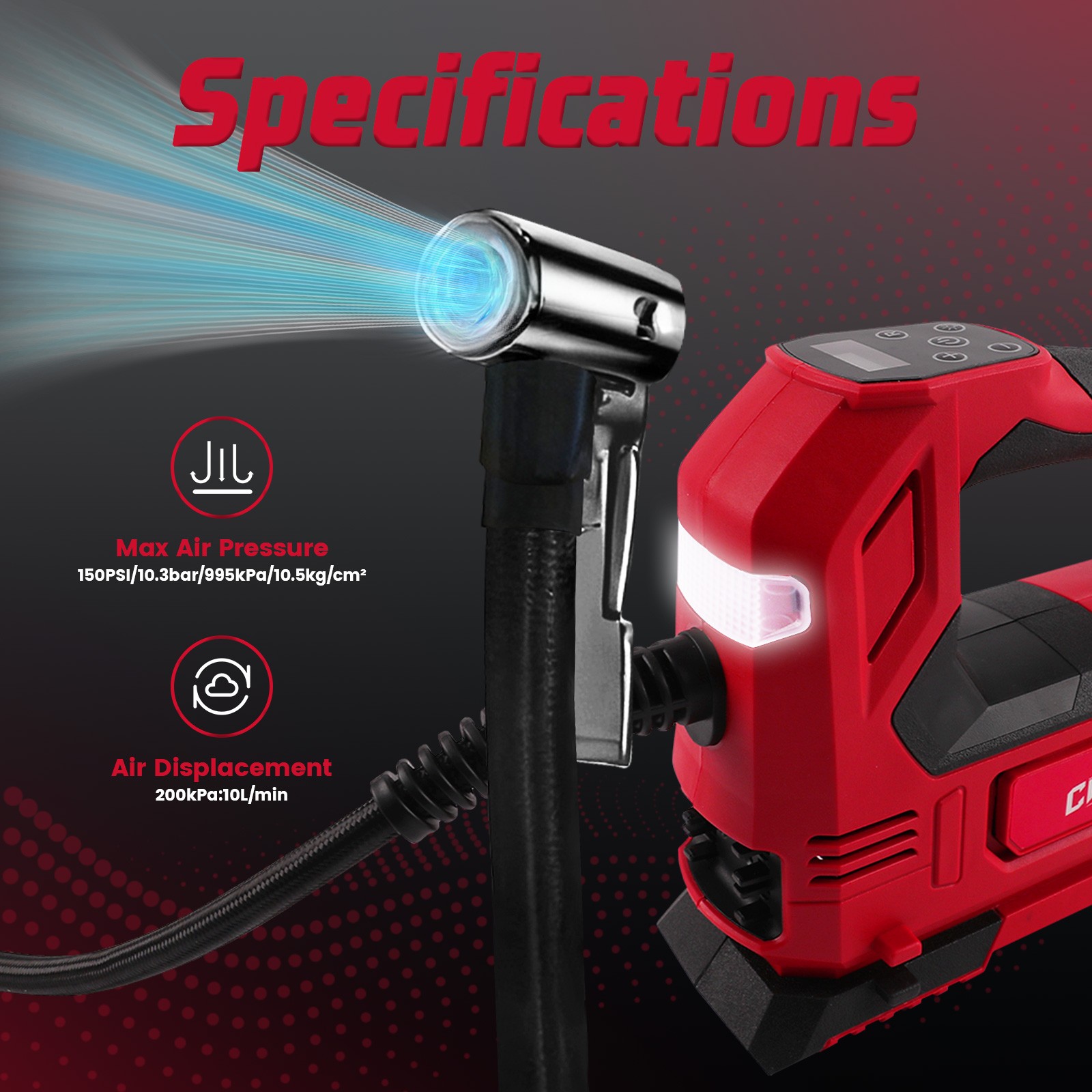 Cordless Tire Inflator Air Compressor for Milwaukee with M18 Bettery And Charge-