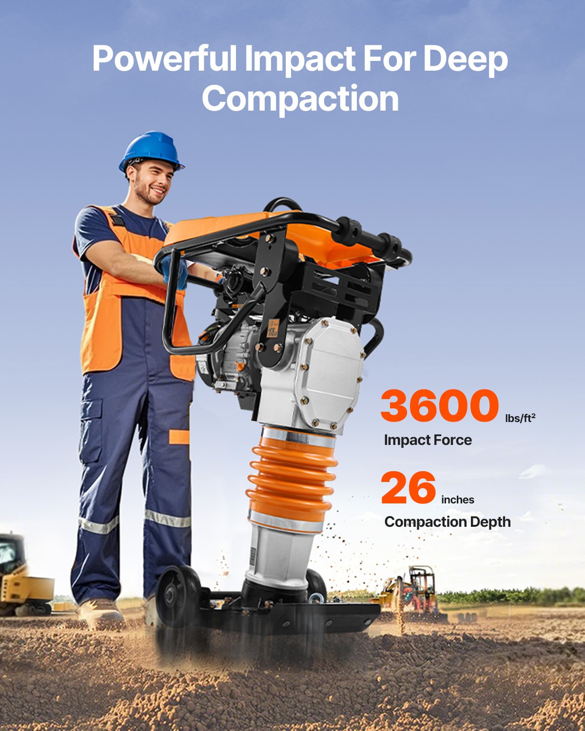 Uimoso 6.5 HP 196 cc Gas Powered Jumping Jack Tamper Rammer Soil Compactor