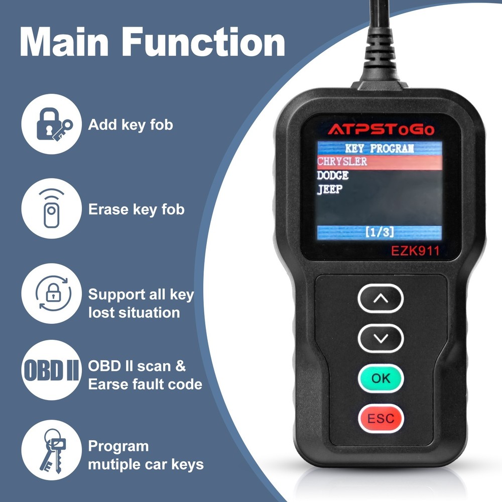 2 Replacement For 2013 2014 2015 2016 Dodge Dart Remote Key Fob Programming Tool