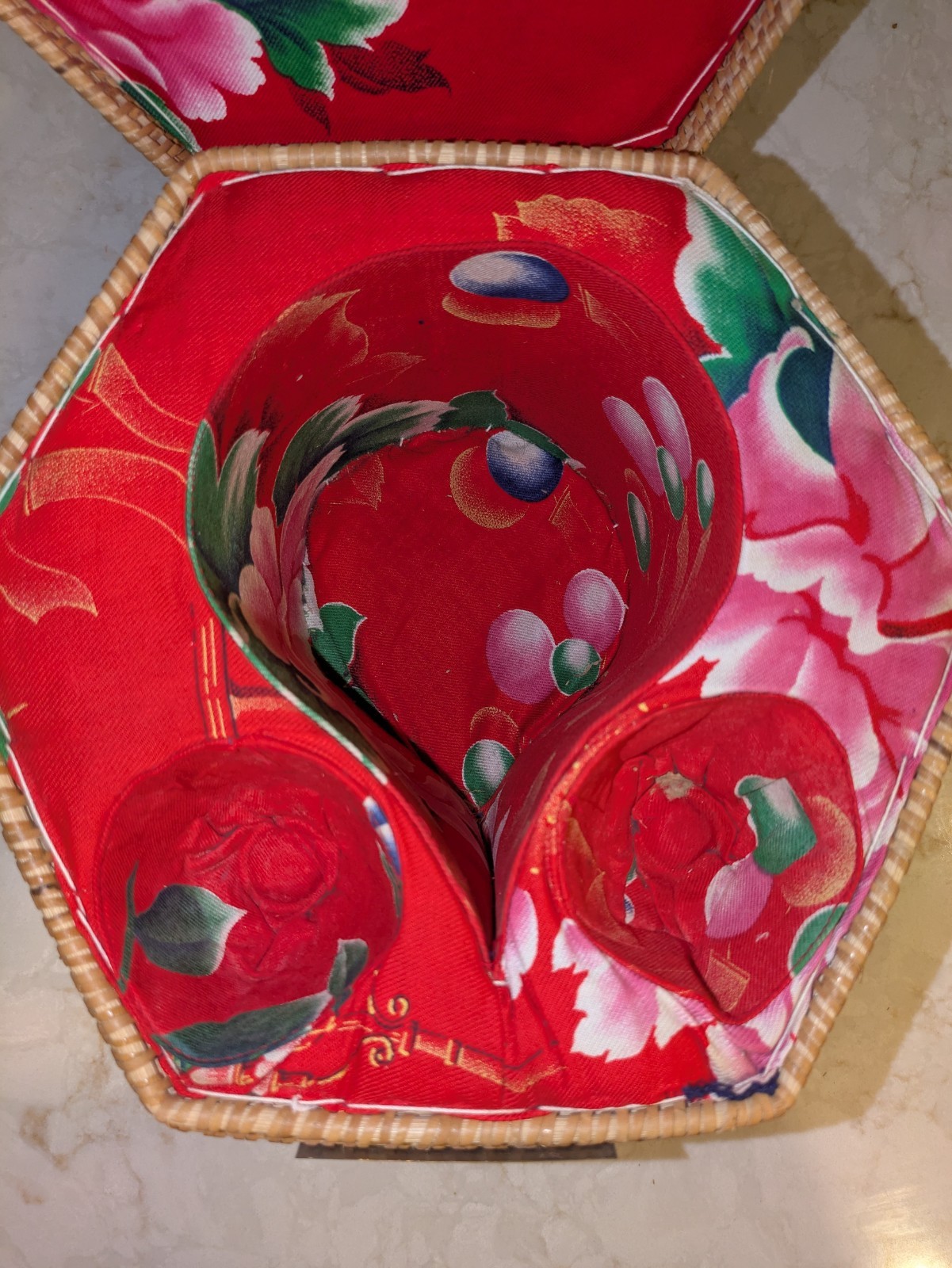 Vintage Chinese Wicker Basket for Tea