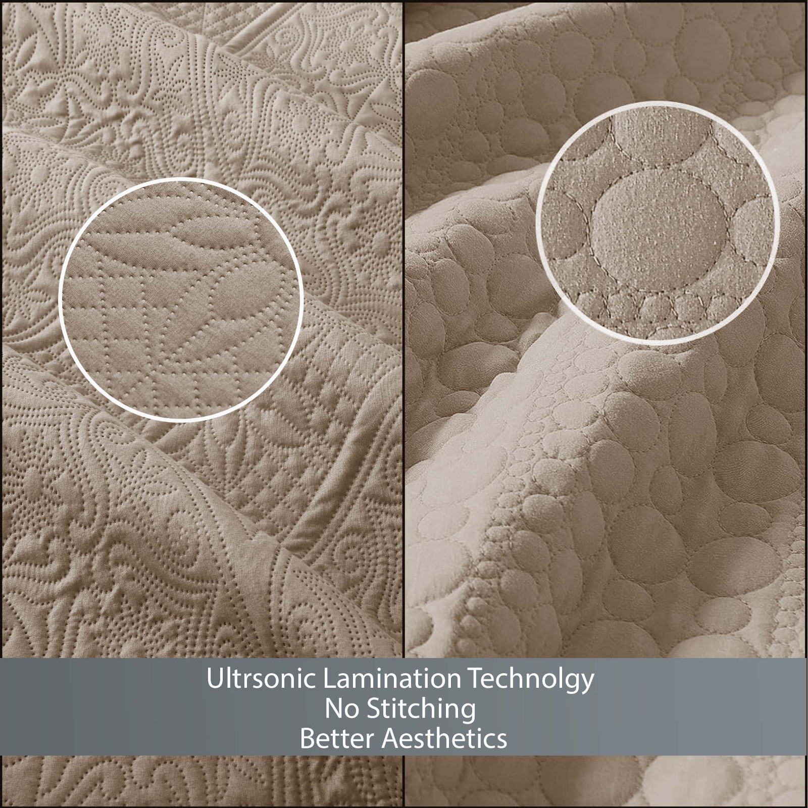 Luxury Bedspread Bedding Set 3 Piece Quilted Coverlet Bed Throw Queen King Size