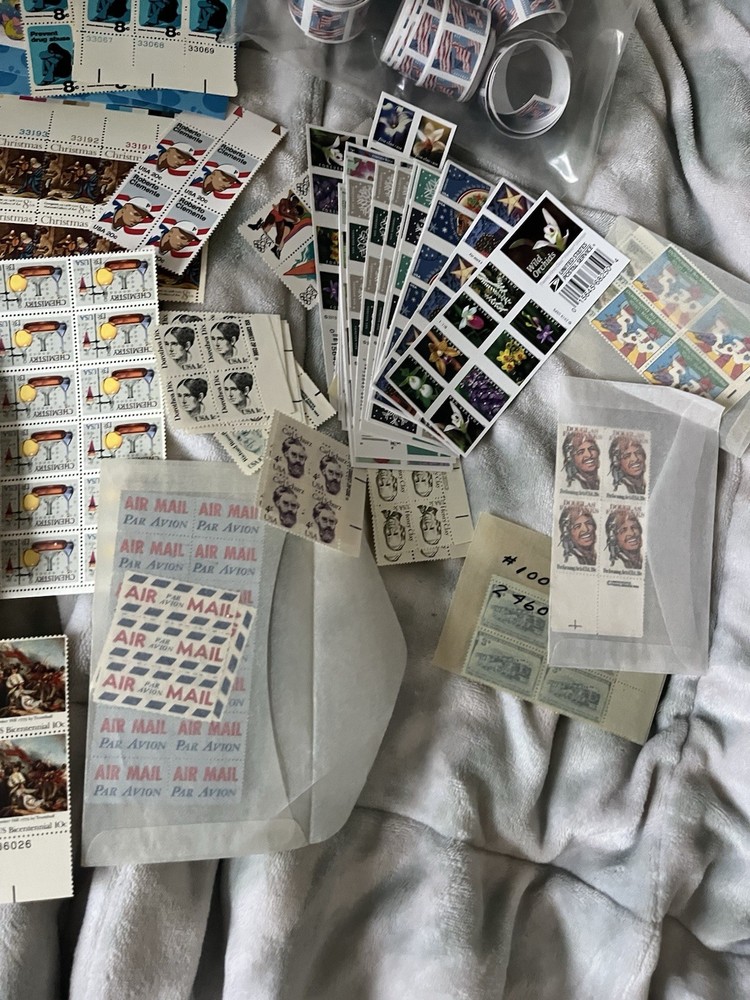 Vintage US Mint stamp Postage Lot face value $150+ sheets partial rolls