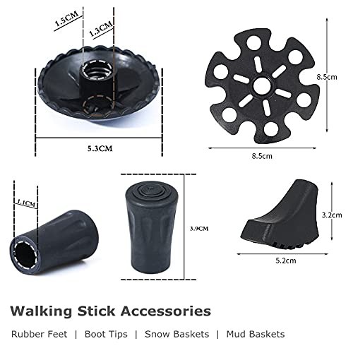 Walking Stick Tips Rubber - 4pcs Trekking Pole Replacement Feet