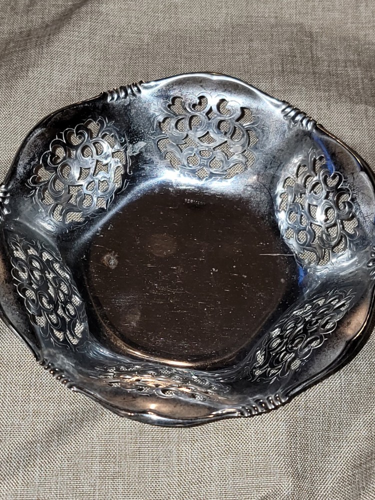 Quist West Germany pierced silver plate 5 1/2” wide dish