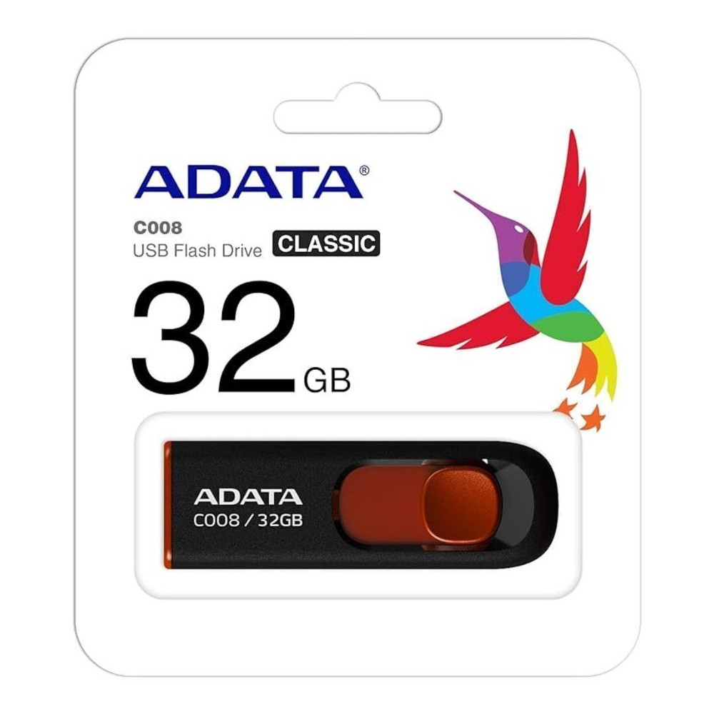 ADATA 32GB USB 2.0 Retractable Capless Flash Drive Red